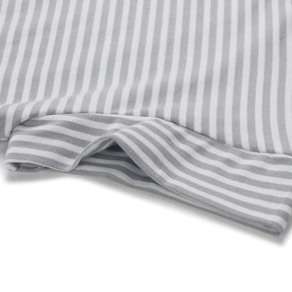 Women's Summer Striped Short Sleeve T Shirt Dress Casual Tie Waist with Pockets - Picture 2 of 5